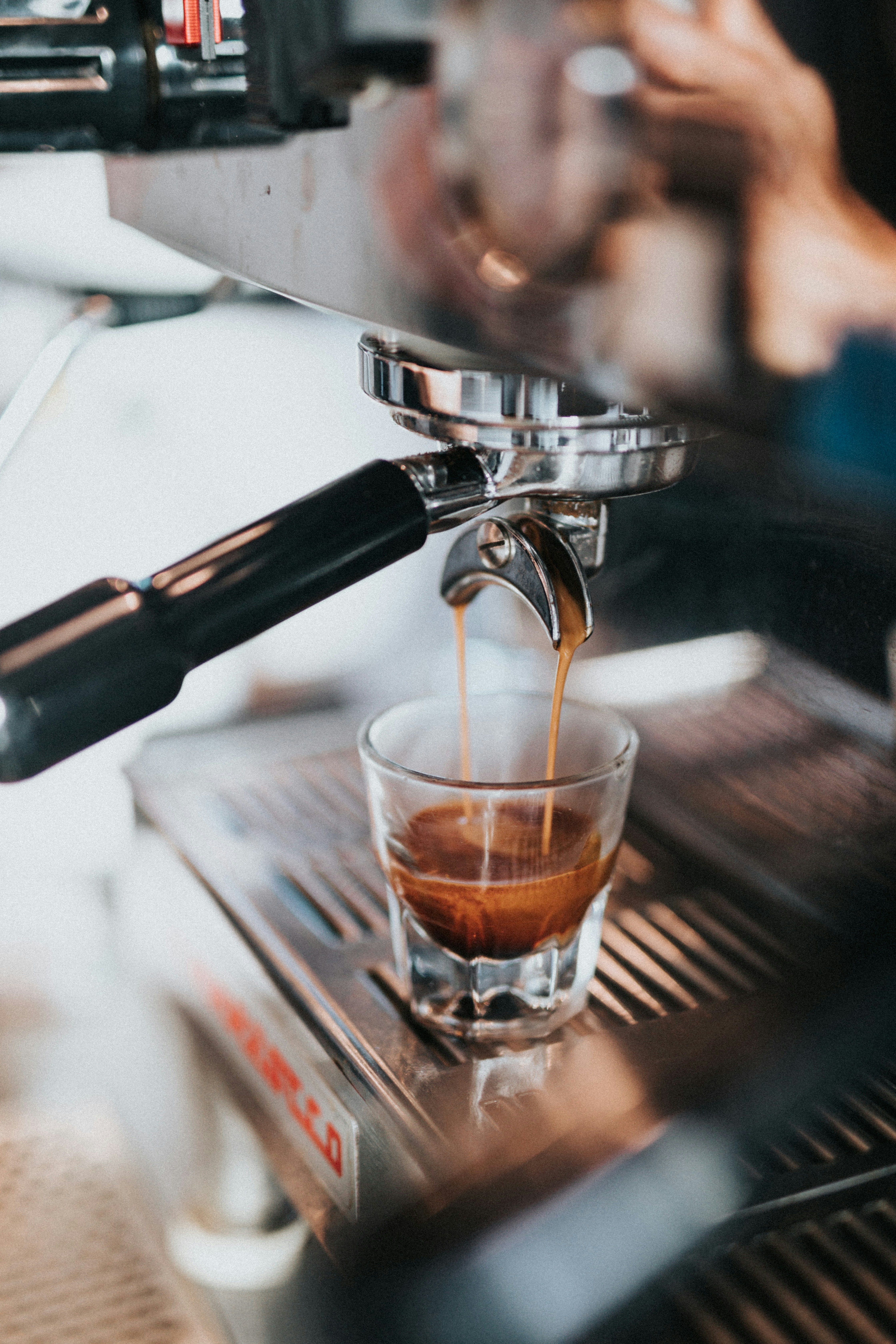 Pulling a shot of espresso